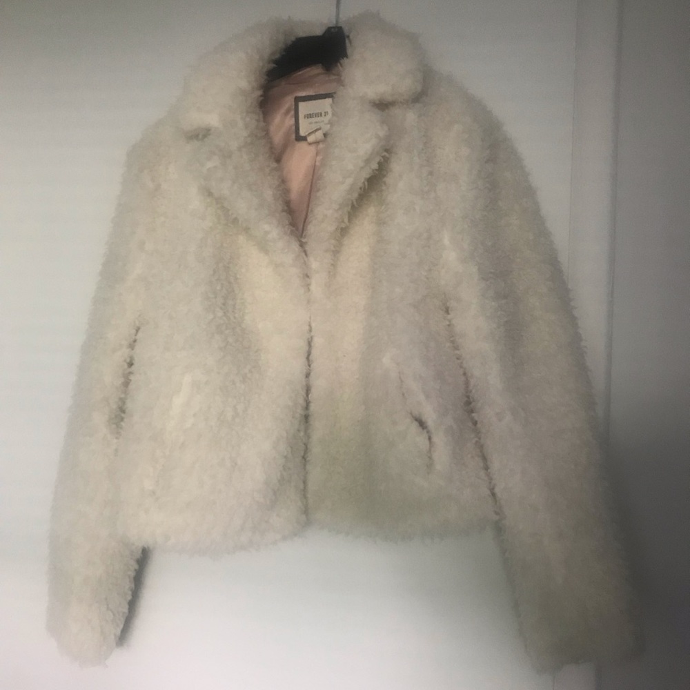 Forever 21 white fuzzy jacket